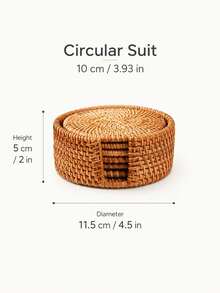 6pcs Handmade Rattan Coaster Set - Autumn Vine Design, Heat-Resistant Pot Holder, Suitable For Kitchen And Dining Room, Wooden Storage Tea Set, Valentine's Day, Valentine's Day Wedding, Birthday - Brown - View 10