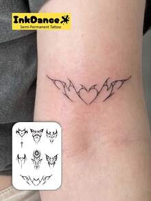 1 Kit Revolutionary Technology Tattoos, Semi-Permanent Tattoos, Temporary Tattoos, Long Lasting, Men Tattoo, Fake Tattoos, Water-Resistant, Authentic Tattoo Look, InkDance Ink Dance, Plant-Based X170 - Black - View 2