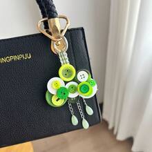 Handmade Button Cloud Keychain, Colorful Dopamine Bag Charm With Beaded Tassel, Cute Creative Pendant For Handbag Backpack Accessories - Multicolor - View 6