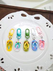 Cartoon Flip-Flop Keychain, Cute Slipper Charm, PVC Shoe Pendant, Bag Charm, Key Ring Pendant, Hanging Accessory Gift - Multicolor - View 2