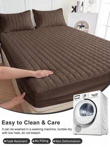 1pc Waterproof Fitted Sheet, Comfortable Mattress Protector, Deep Coffee Brown Mattress Cover, Room Decor, Skin-Friendly & Breathable, Suitable For Single/Double/Queen/King Size Beds, All Season, Machine Washable, Dorm Bedding, Back To School - Coffee Brown - View 7