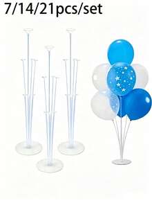 Black Balloon Table Stand Set With Round Base, Reusable Balloon Display Stand, Suitable For Tabletop And Floor Decoration, Balloon Arrangement, Sturdy Balloon Column Stand, Ideal For Halloween, Wedding, Birthday Party, Baptism, Summer Event And Celebration Occasions - Multicolor - View 3