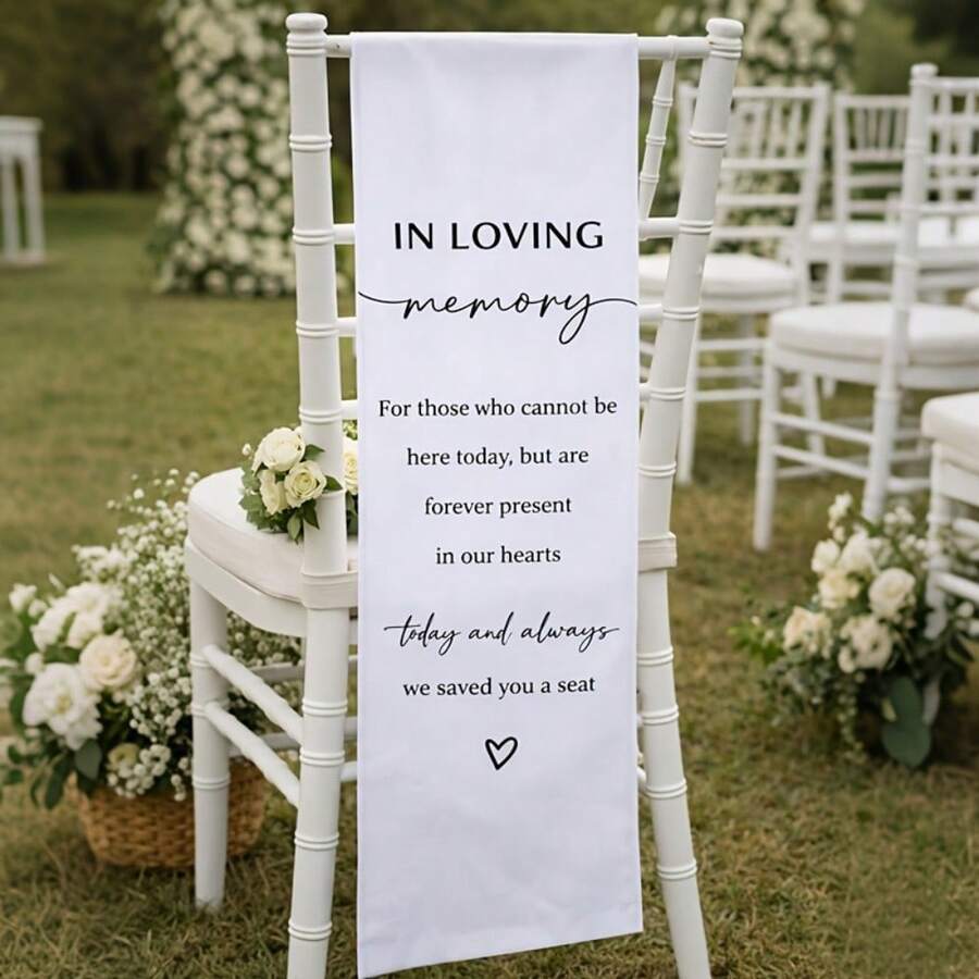 Wedding Memorial Reserved Seat Sign Banner, Remember Loved Ones In Heaven, This Memorial Sign Can Be Given As A Condolence Gift To Friends And Family Who Lost Their Parents, Also Suitable For Wedding Venue Reserved Seat Decoration - Multicolor - View 1