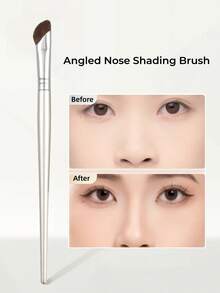 GUOXIAONIU Angled Nose Contour Brush Soft Animal Bristles Dense Powder Pickup Multi-Purpose Face Shading Brush For Beginners Sculpt 3D Nose - Silver - View 1