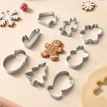 1/8pcs Stainless Steel Christmas Cookie Cutters, Including Christmas Tree, Gingerbread Man, Snowflake, Santa Claus, Candy Cane And Other Classic Holiday Shapes. Smooth Edges, Easy Release, Suitable For Cookies, Fondant, Fruit Cutting. Perfect For Parent-Child Baking DIY, Creating Christmas Themed Desserts, Holiday Parties, Home Baking Essential, Easily Creating A Warm Christmas Atmosphere. - - - View 9