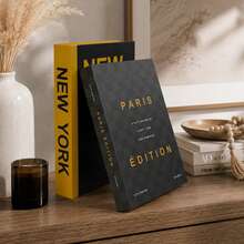 2pcs Home Decor Paper Faux Books, Exquisite Realistic Books In Green And Beige, Dining Table Decoration, Bedside Table Decoration, Home Room Bookshelf Decoration - Black - City - View 9