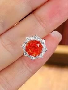 Octagonal Millennium Rose Cut High Carbon Zirconia White Gold Plated Adjustable Women's Ring, Fashionable & Exquisite - Platinum - View 4