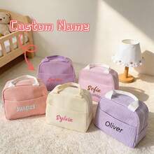 Tas Bekal/Kotak Bekal Terisolasi yang Dipersonalisasi, Kotak Bekal Corduroy Kustom (Bisa Ditulis Nama), Tas Bekal Jinjing, Tas Bekal yang Dapat Digunakan Kembali, Hadiah Kembali ke Sekolah, Perlengkapan Penting untuk Sekolah dan Kerja, Hadiah untuk Wanita - MultiWarna - View 3
