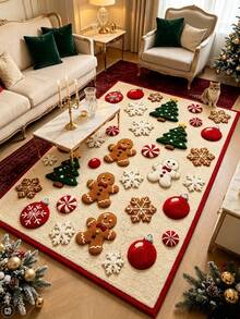 1pc Christmas Cookie Pattern Doormat, Christmas Gift, Doormat, Small Rug, Welcome Mat, Carpet, Floor Mat, Outdoor Doormat, Kitchen Rug, Home Decor, Front Door Mat, Area Rug, Outdoor Mat - Multicolor - View 1