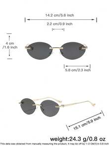 1 PC Men's Rimless Oval Fashion Glasses Lightweight Frame Soft Tinted Lens Metal Temples Retro Chic For Street Outdoor With Glasses Box - Multicolor - View 6