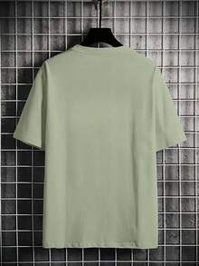 Men's Summer Crew Neck Casual T-Shirt And Casual Shorts Loungewear Set - Olive Green - View 3
