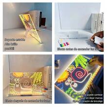 30*20cm Tablero de dibujo luminoso borrable, tablero de escritura transparente acrílico de doble cara, Cartelera de bricolaje, regalo de cumpleaños creativo, decoración de escritorio de oficina - Multicolor - Ver 3