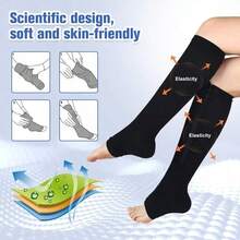 Copper Fiber Mid-Calf Open Toe Elastic Compression Socks 20-30mmHg Compression Level For Men And Women Suitable For Yoga Pilates Home Sports Fitness - Multicolor - View 8