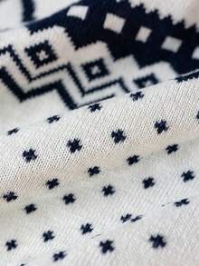 Boys' Preppy Polka Dot & Deer Knit Cardigan Sweater, Small Stand Collar, Long Sleeve, Suitable For School Daily Wear, Spring, Autumn, Winter - Apricot - View 9