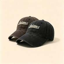 1pc Axioms Letter Embroidered Washed Baseball Cap Vintage Distressed Adjustable Casual Sun Hat Unisex Outdoor Sports Cap - Multicolor - View 5