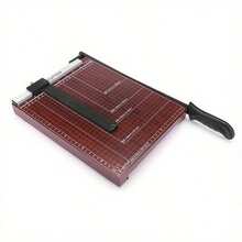 1Pc A4 Paper Guillotine Trimmer, Professional Cutting Tool For Paper Photos Aluminum Copper PVC, Office School Home Paper Cutter Machine - Brown Wood - View 2