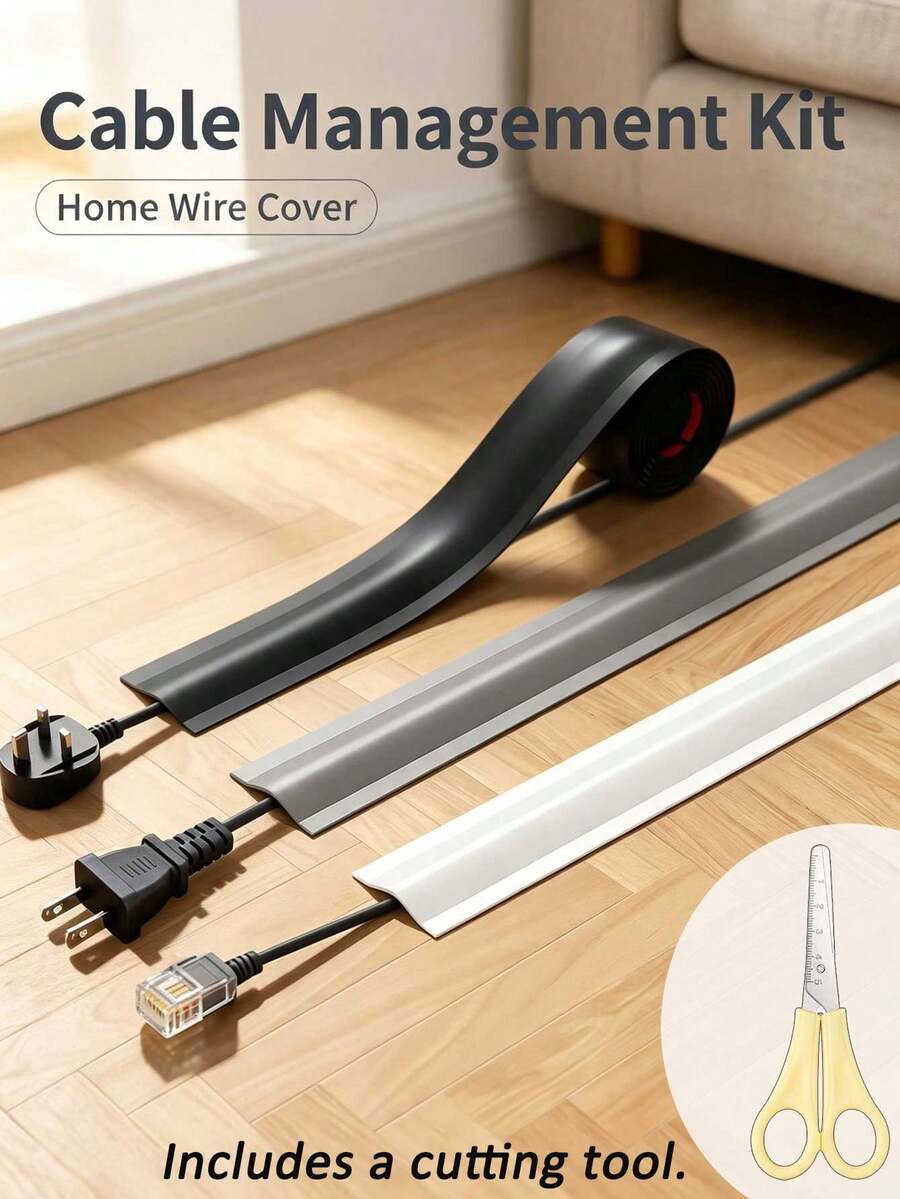 Floor Cable Cover, Self-Adhesive Cable Concealer Strip, Flexible Cable Organizer, Suitable For Home And Office Floor Cable Management - Multicolor - View 1