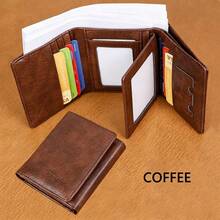 1pc Vintage Tri-Fold Men's Wallet, Multi-Functional Credit Card Holder, Large Capacity Men's Business Wallet, Convenient To Carry, Ideal Gift For Men - Multicolor - View 8