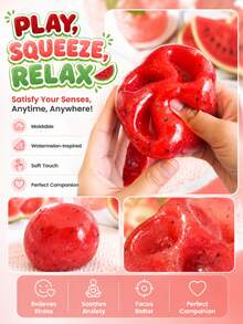 Watermelon Squeeze Toy, Crunchy Stress Relief Fidget Toy, ASMR & ADHD Sensory Toy, Suitable For Children, Teens And Adult Women, Party Gift, Christmas Gift, Halloween Gift, Office Decor & Accessory - Multicolor - View 5