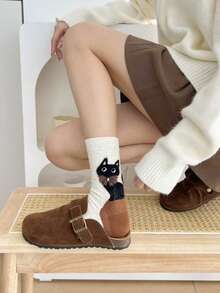 4 Pairs Autumn New Minimalist Sweet Cartoon Cat Style Versatile Mid-Calf Socks - Multicolor - View 3
