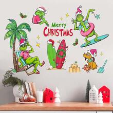 The Grinch The Christmas Wall Sticker Cartoon Living Room Decor Green Monster Christmas Tree PVC Wall Decal - Multicolor - View 7
