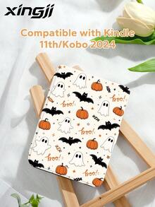 1pc Halloween Pumpkin Ghost Pattern E-Book Protective Case, Anti-Drop, Anti-Dust, Four-Corner Air Cushion Shockproof Protective Cover, Suitable For Ko-Bo, Kindle Paperwhite 11th Gen 2021, Kindle (11th Generation) 2022 Release, Kindle (11th Generation-2024 Release) (6 Inch), Perfect Fit To Protect Your Reading Device - Multicolor - View 13