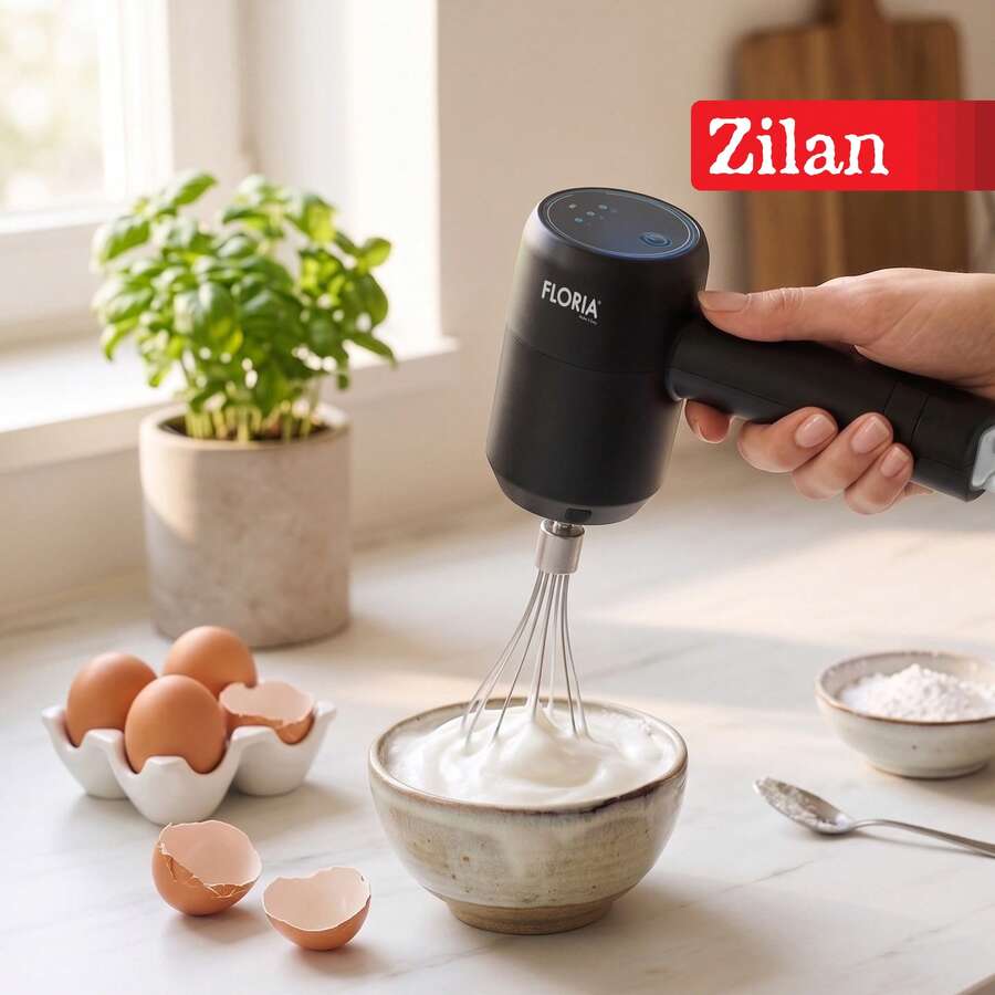 zilan ZLN2662 Rechargeable 2-In-1 Handheld Mixer, Wireless Use, 800mAh Battery, 3.7V/20W Power - Black - View 1