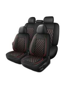 Fundas universales para asientos de coche de PU, acolchadas con diamantes antideslizantes, juego de 5 asientos o delantero, accesorios de protección interior de fácil instalación para sedanes, SUVs y camiones - A - Ver 12