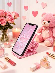 Romantic Heart-Shaped Phone Stand, Perfect Valentine's Day Gift For Her, Fashionable Desktop Decoration, Portable Non-Slip, Suitable For Live Streaming/Office/Broadcasting/Online Learning And More - Multicolor - View 14