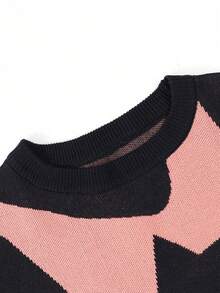 Girls Star Graphic Crew Neck Knit Pullover Sweater Fall Winter Casual Jumpe - Black - View 8