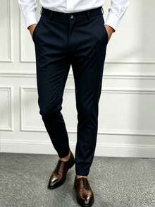Men's Elegant Golf Pants For Spring And Autumn, Formal And Casual Dual-Use, Suitable For Leisure And Activities - Navy Blue - View 1