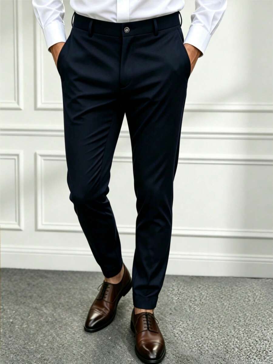 Men's Elegant Golf Pants For Spring And Autumn, Formal And Casual Dual-Use, Suitable For Leisure And Activities - Navy Blue - View 1