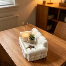 1pc 3D Printed Mini Fabric Sofa Shaped Jewelry Storage Tray, Cream Style Watch, Ring, Necklace Desktop Storage Dish; Decorative Tray, Storage Dish, Snack Holder, Miscellaneous Storage Tray, Display Tray, Soft Decor Accent Tray, Entryway Tray, Hallway Storage Tray, Desktop Tray, Countertop Storage Dish - White - View 6