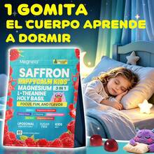MEGNETA Gomitas de Magnesio y Azafrán para niños, con glicinato, citrato y malato de magnesio, que favorecen el sueño y la salud emocional, relajan los músculos y reducen los despertares nocturnos, sin gluten ni colorantes, 120 unidades - Dos botellas-más asequibles - Ver 11