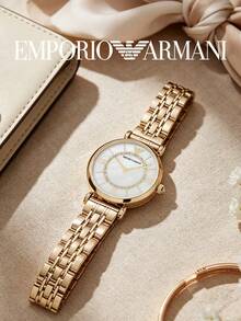 Armani AR1907 Women's Watch Gold Steel Band Mother Of Pearl Dial Rhinestone Ferris Wheel Quartz Wristwatch - White - View 2