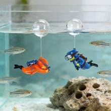 8pcs/Set Snorkeling Diver Aquarium Decoration Set, 4 Mini Diver Figurines With Floats And Ropes, Cartoon Diver Hanging Ornaments For Fish Tank Underwater Landscape Decor - Happy Aquarium - View 7
