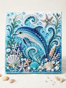 1set Ocean Pearl Art DIY Kit, 3D Beaded Mosaic Canvas Craft With Tropical Fish, Coral Reef And Shell Design, Rhinestone Art Set For Coastal Home Decor, Bathroom Decor, Beach House Display, Creative Handmade Gift And Ocean Themed Craft Project - Ocean DIY Diamond Painting - View 2