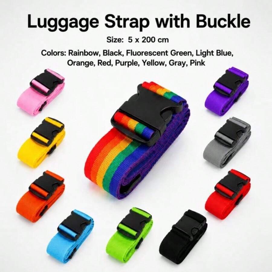 1pc Nylon Luggage Strap, Adjustable Travel Suitcase Belt, Luggage Waist Belt, Travel Accessory, Suitcase Packing Fixing Strap - A - View 1