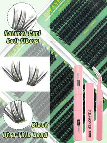 900pcs Waterproof Portable Reusable False Eyelashes, 4 Styles Large Capacity 10-16mm Mixed Tray, D Curl Faux Mink 3D Single Cluster Lashes, Suitable For Daily, Holiday, Cosplay Full Makeup Needs, Back To School, Holiday, Christmas - Multicolor - View 5