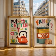 CPWAD 2pcs British Vintage Canvas Art, Retro Kitchen Text And Cookie Jar Wall Art, Mid-Century Pop Art Restaurant Decor, Unframed - 2pcs - View 4