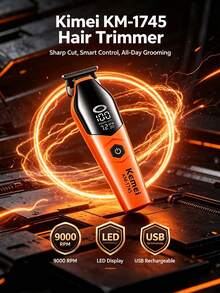 Kemei KM-1745 Men's Hair Clipper, LED Display, Wireless Hair Trimmer, 7200 RPM Constant Speed Motor, USB Rechargeable Men's Shaver, 120 Minutes Battery Life, Precision Blades, Suitable For Barbershop And Home Use - Multicolor - View 2