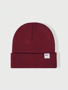 1件中性款 Y2K 風格刺繡 Logo NY 針織毛帽，戶外防寒休閒百搭冬季保暖帽，適合日常通勤 - 針織帽 - 查看 40