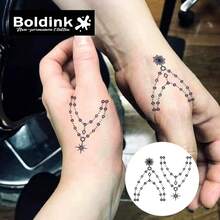 Boldink 1PC Geometric Circle & Rhombus Chain Temporary Tattoo Sticker, Waterproof Body Art Tattoo, Lasts 1-2 Weeks, Plant Juice Formula, & Gentle Non-Irritating, Perfect For Daily Outfit & Body Decoration, Unisex Chinese Style Gift, Must-Have For People - Black - View 2