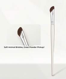 GUOXIAONIU Angled Nose Contour Brush Soft Animal Bristles Dense Powder Pickup Multi-Purpose Face Shading Brush For Beginners Sculpt 3D Nose - Silver - View 12