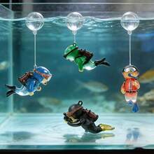 8pcs/Set Snorkeling Diver Aquarium Decoration Set, 4 Mini Diver Figurines With Floats And Ropes, Cartoon Diver Hanging Ornaments For Fish Tank Underwater Landscape Decor - Happy Aquarium - View 6