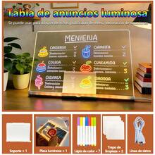 30*20cm Tablero de dibujo luminoso borrable, tablero de escritura transparente acrílico de doble cara, Cartelera de bricolaje, regalo de cumpleaños creativo, decoración de escritorio de oficina - Multicolor - Ver 2