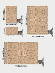 1pc Khaki Living Room Rug, Suitable For Kitchen, Dining Room, Bedroom Holiday Decor, Indoor/Outdoor, Office, Non-Slip Doormat, Bathroom Rug, Hallway, Study, Gaming Area Rug - Khaki - View 2