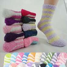 5 Pairs Women's Coral Fleece Warm Thick Socks, Autumn/Winter Novelty Style, Random Color Assortment - Multicolor - View 2