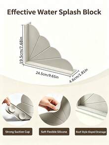 Reusable Splash Guard With Suction Cups For Bathtub, Sink And Shower Corner Waterproof Splash Guard Panel - Multicolor - View 5