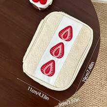 Large Capacity Pencil Case Stationery Storage Bag, Soft Portable Makeup Brush And Pen Organizer, Multi-Pocket Cosmetic Storage Bag, Suitable For School, Office, Travel, Desktop Decoration, Gift For Friends - Strawberry Sandwich - View 6